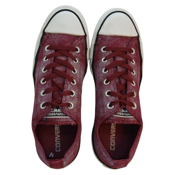 Converse CT All Star Womens Maroon & Silver Low Top Sneakers - Size 9 - Picture 5 of 7